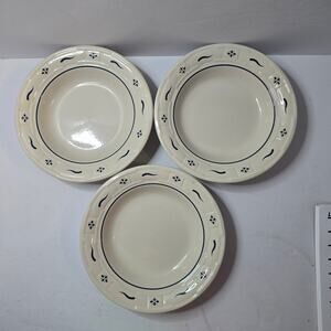 Longaberger Woven Traditions Blue 8” Soup Salad Bowls Set of 3 USA Pottery